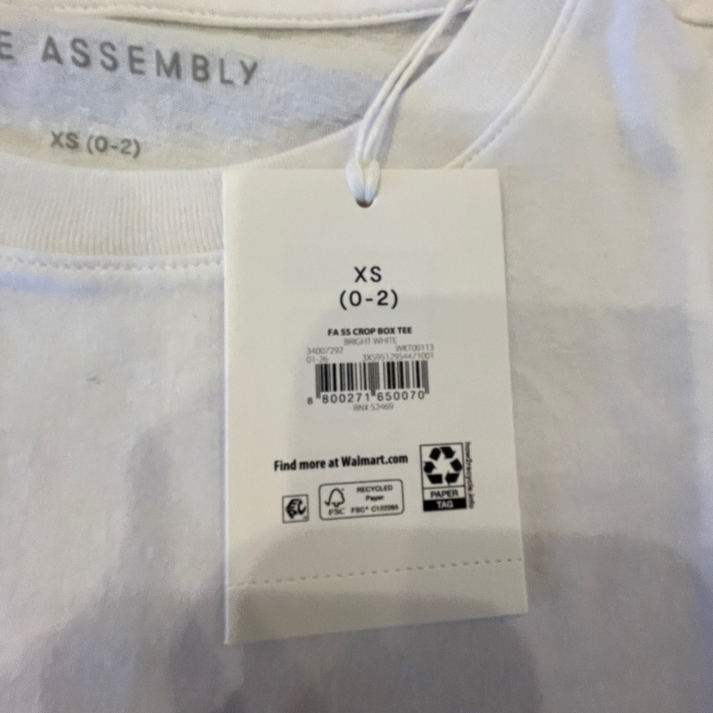 NEW! (3) Free Assembly Short Sleeve T-Shirts White, Black and Stripe Size XS NWT - Picture 7 of 8